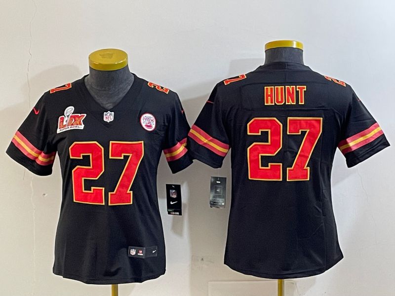Youth Kansas City Chiefs #27 Hunt Black Second generations 2025 Nike Vapor Limited NFL Jersey style 5->youth nfl jersey->Youth Jersey